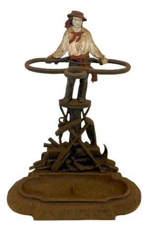 Early 1900's French Mariner Cast Iron Umbrella Stand With Nautical Motifs