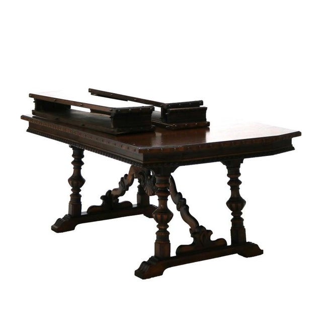Berkey & Gay Antique Berkey and Gay Kittinger School Carved Walnut Trestle Table C1930 For Sale - Image 4 of 18