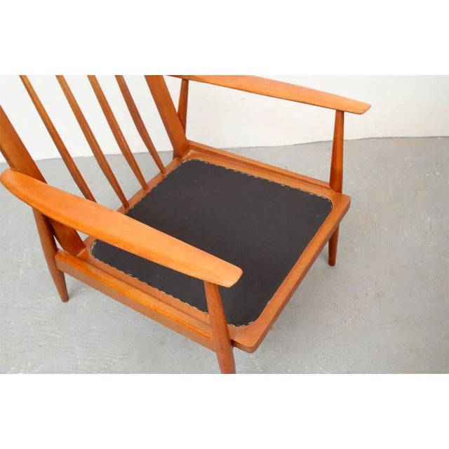 Wood Red Cushioned Armchair, 1950s For Sale - Image 7 of 12