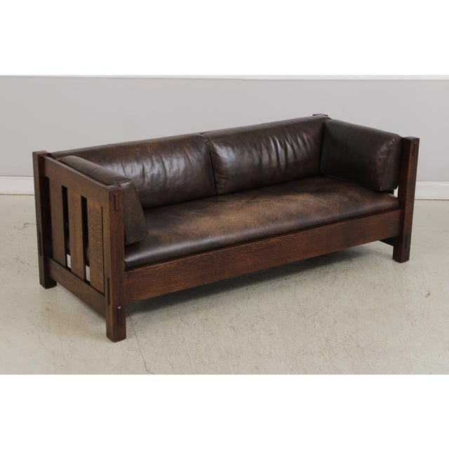 Mission Stickley Mission Oak Settee Sofa For Sale - Image 3 of 18
