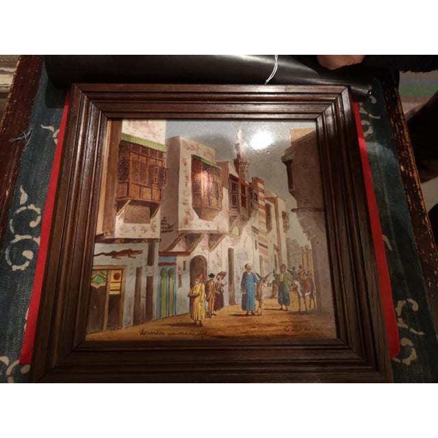 Unknown, Cairo Street Scene, 1800s, Oil and Ceramic For Sale - Image 9 of 11