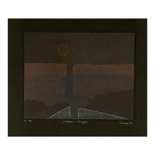 1980 Moonscape Color Etching on Black Paper For Sale