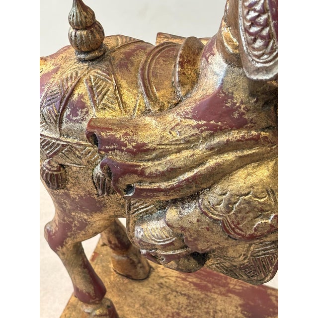 Wood Vintage Tang Dynasty Style Chinese Gilded Wood Horse and Warrior Figure For Sale - Image 7 of 7