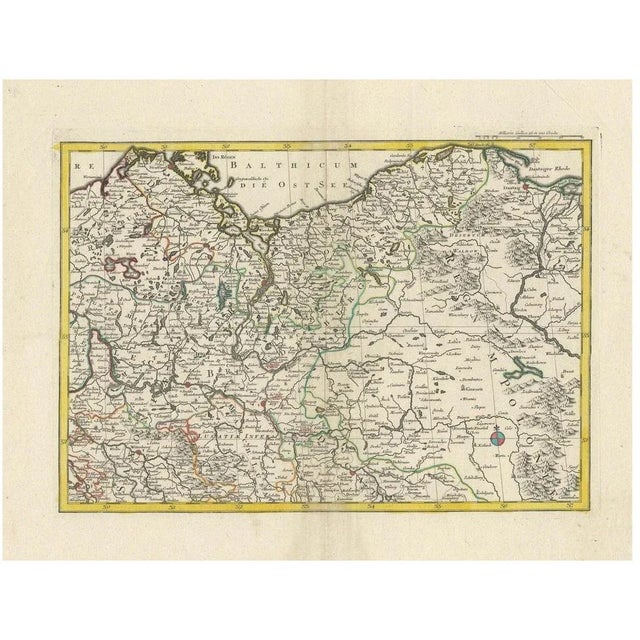 Gold German Map of North-Central Europe For Sale - Image 8 of 8