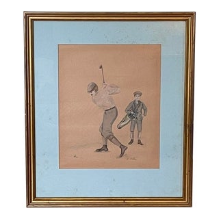 Early 1900s American Golf Illustration, Framed For Sale