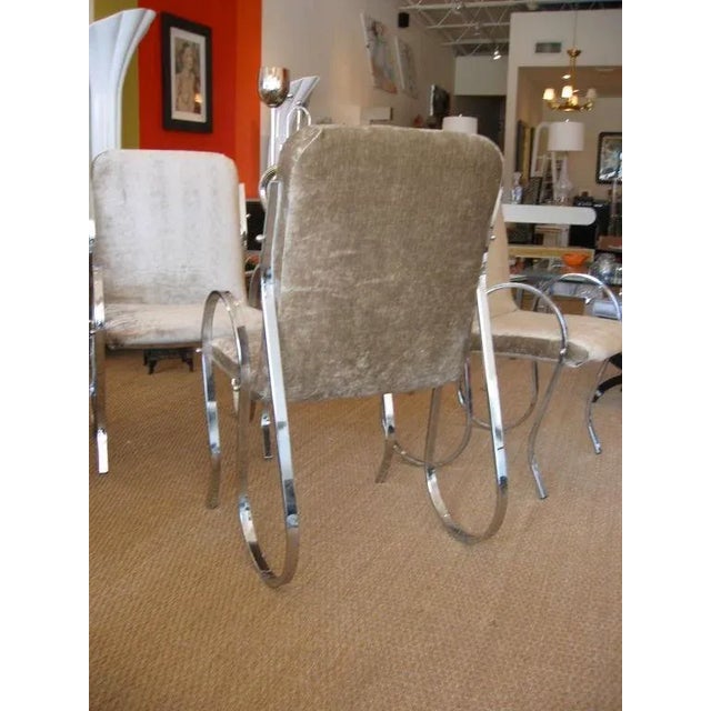 Vintage Italian Sculptural Chrome Framed Upholstered Chairs Set of Four For Sale In Miami - Image 6 of 10