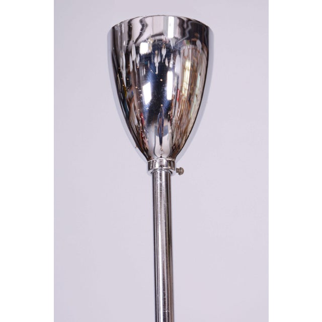 1960s Mid-Century Chandelier in Chrome, Steel and Opaline Glass, Czech, 1960s For Sale - Image 5 of 12