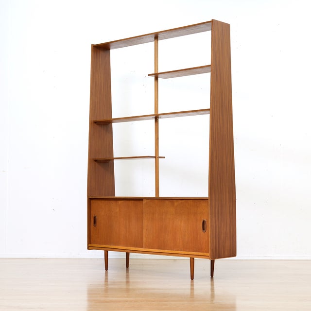 Mid-Century Modern Mid Century Bookcase Room Divider in Teak For Sale - Image 3 of 10
