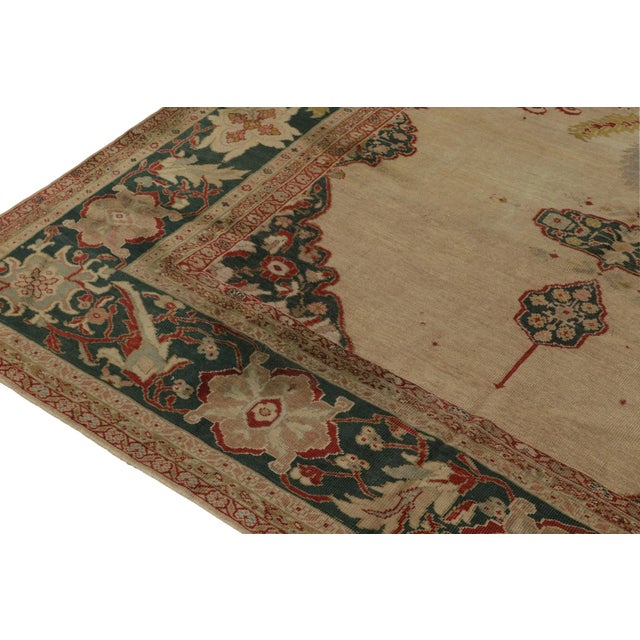 Rug & Kilim 1920s Antique Persian Sultanabad Rug in Beige Floral Medallion Style - by Rug & Kilim For Sale - Image 4 of 8