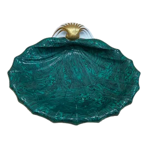Italian Fornasetti-Style Mangani Firenze Faux Malachite Shell