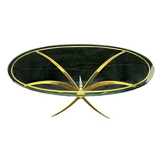 French Brass and Crystal Glass Table, 1960s For Sale