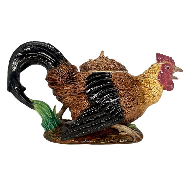 George Jones A George Jones Majolica Rooster Teapot, English, Ca. 1872 For Sale - Image 4 of 12