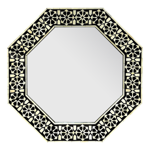 Black & White Octagon Bone Inlay Mirror