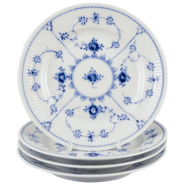 Blue Fluted Plain Salad Plates in Porcelain from Royal Copenhagen, 1970s, Set of 4 For Sale - Image 9 of 9