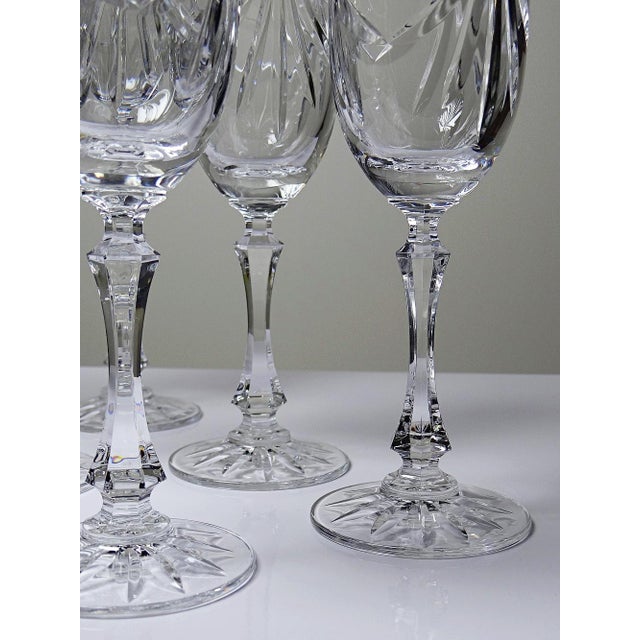 Vintage Hand-Cut Lorraine Crystal Champagne Flutes, 1960s, Set of 6 For Sale - Image 10 of 15