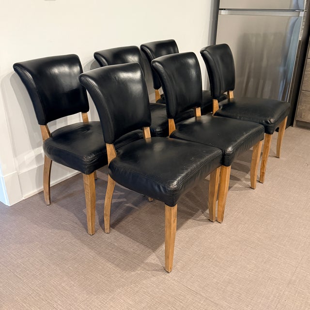Rustic Set of 6 R H Leather Dining Chairs For Sale - Image 3 of 7