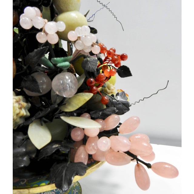 Metal 20th Century Cloisonne Stone Fruit Hand Painted Basket For Sale - Image 7 of 11