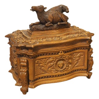 Well Carved French Oak Coffret Jewel Box, Circa 1890 For Sale