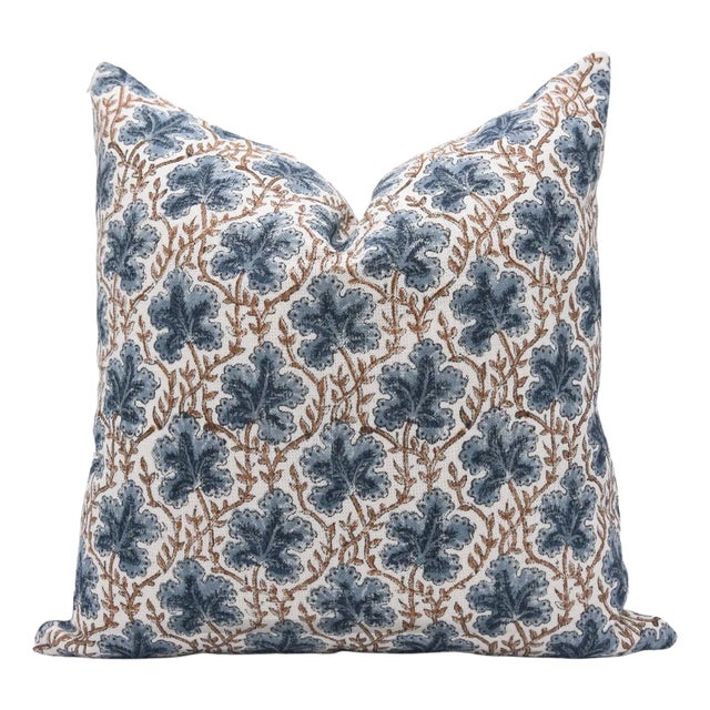 Fabdivine Indian Block Print Cushion Cover 14x20 Inch Off-White Linen-Pushp Shamita For Sale