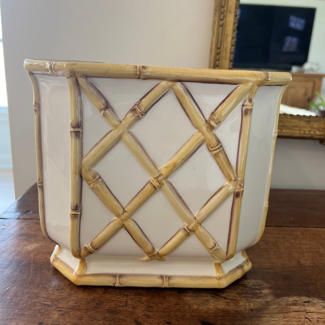 Italian Italian Hand Painted Faux Bamboo Cachepot For Sale - Image 3 of 7