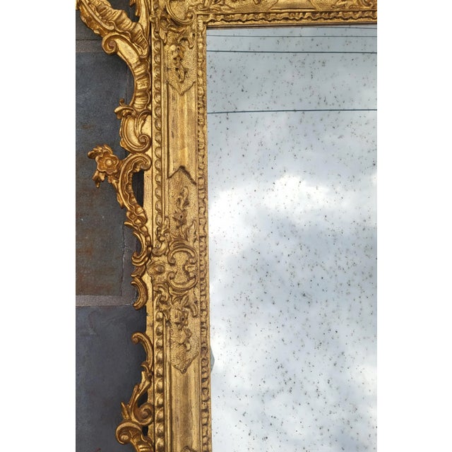 Wood Palatial Antique Italian French Rococo Style Gilt Carved Mirror For Sale - Image 7 of 13