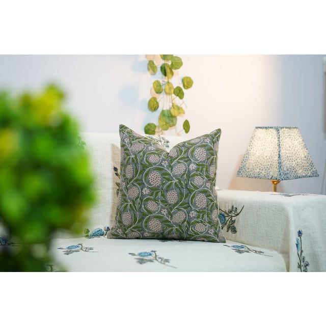 Not Yet Made - Made To Order Fabdivine Pure Linen Handmade Block Print Lumber Pillow Covers 12x20inches-Meraci Floral Design For Sale - Image 5 of 5