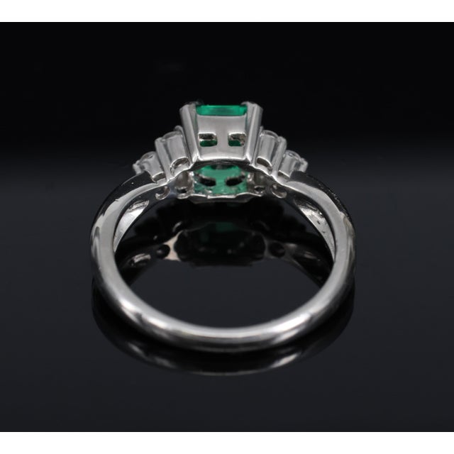 Late 20th Century Gia Colombian No Oil Emerald & 0.18ct Diamond Platinum Ring Size 6 For Sale - Image 16 of 18