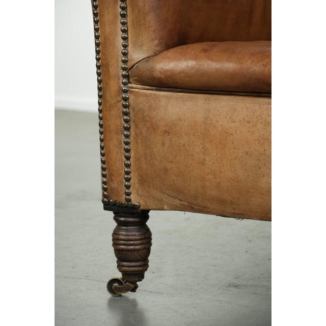Antique English Sheepskin Armchair For Sale - Image 13 of 14