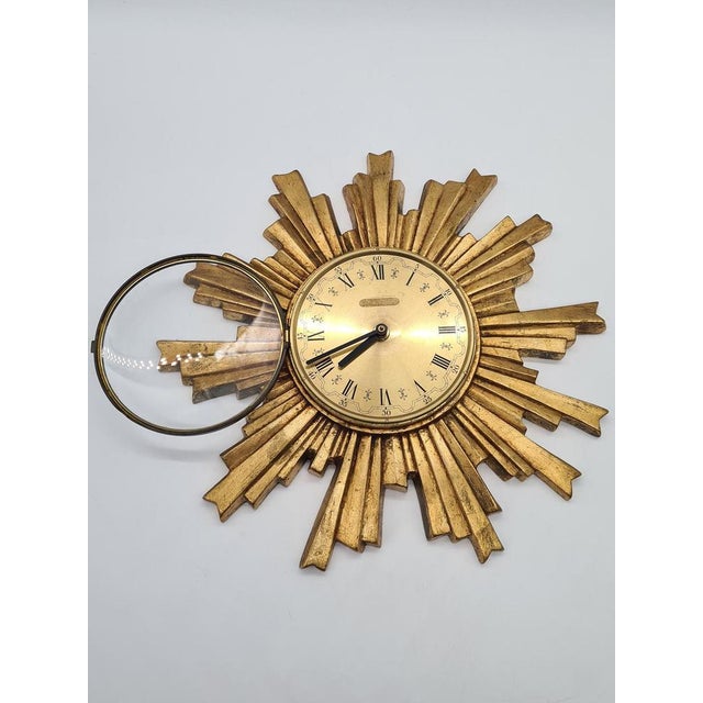 Electrica Sunburst Wall Clock, 1960s For Sale - Image 4 of 11