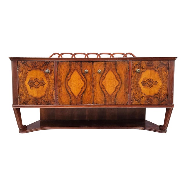 Art Deco Sideboard in Burl Walnut Veneer with Rich and Dramatic Grain, 1940s For Sale