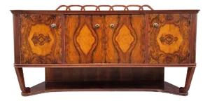 Art Deco Sideboard in Burl Walnut Veneer with Rich and Dramatic Grain, 1940s