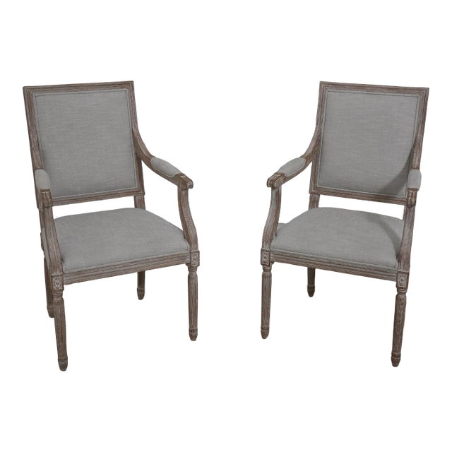 Pair Restoration Hardware French Louis XVI Armchairs For Sale