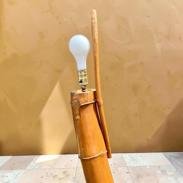 Mid-Century Modern 1970s Monumental Coastal Bamboo Floor Lamp For Sale - Image 3 of 7