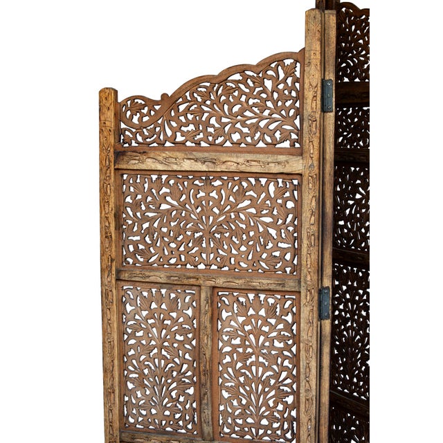 Burnt Umber Vintage Handcrafted Wood Screen; Room Divider For Sale - Image 8 of 12