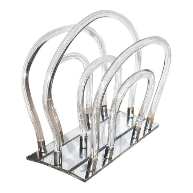 Dorothy Thorpe Hollywood Regency Lucite and Chrome Waterfall Magazine ...