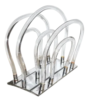 Dorothy Thorpe Hollywood Regency Lucite and Chrome Waterfall Magazine Rack