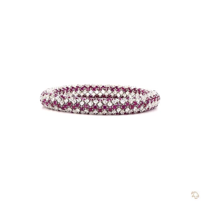14.37 Carat Old Mine Cut Diamond Ruby Gold Bracelet For Sale - Image 9 of 9