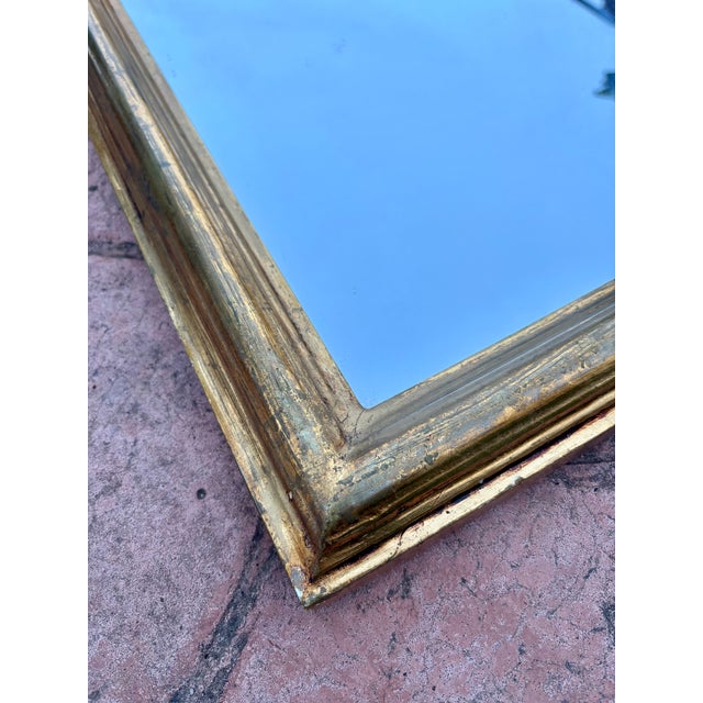 Wood Spanish Giltwood Wall Mirror with Carved Crest, 1950s For Sale - Image 7 of 8