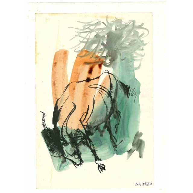 Seated woman and Surreal Scene are two original drawings in ink and watercolor on the front and the rear realized by Leo...