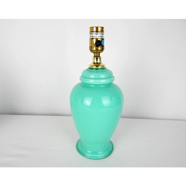Glass Aqua Blue Glass Boudoir Lamps, Pair For Sale - Image 7 of 11