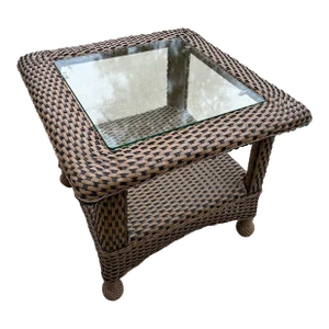Tommy Bahama Wicker Glass Top Table