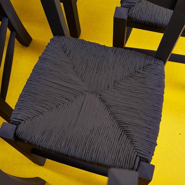 Vintage Black Wooden Chairs, Set of 9 For Sale - Image 5 of 13