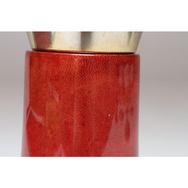 1950s Italian Modernist Pitcher in Brass and Dyed Red Goatskin by Aldo Tura For Sale - Image 16 of 18