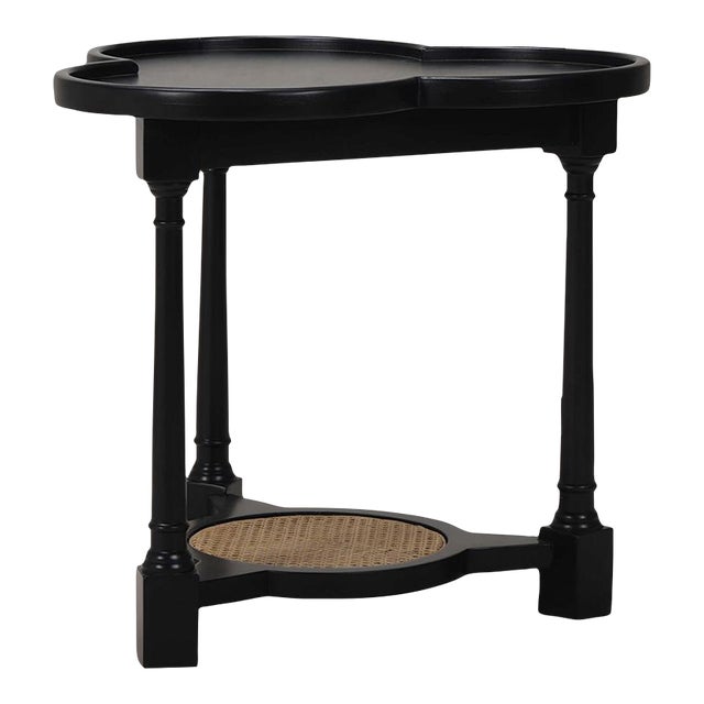 Rustic Black Clover Accent Table For Sale