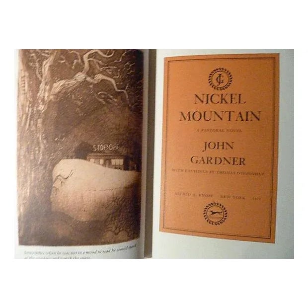 Nickel Mountain by John Gardner. New York: Alfred A Knopf, 1973. First edition. Hardcover with dust jacket. Illustrated by...