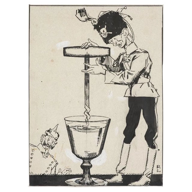 Gabriele Galantara, Hole In the Water, 1910s, Pen Drawing For Sale