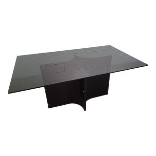 MCM Smoked Glass Dining/Conference Table With Black Lucite Base, in the Manner of Charles Hollis Jones For Sale