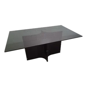 MCM Smoked Glass Dining/Conference Table With Black Lucite Base, in the Manner of Charles Hollis Jones