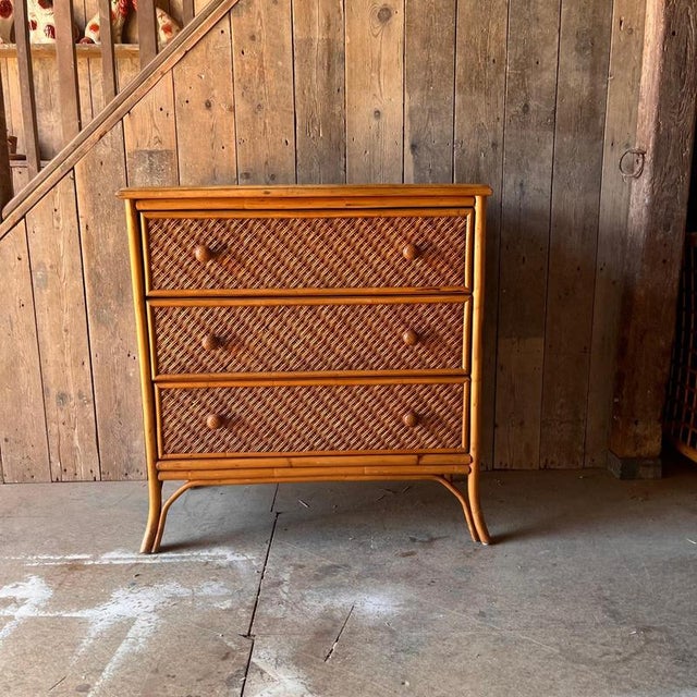 Vintage Bamboo and Wicker Chest of Drawers For Sale - Image 13 of 13