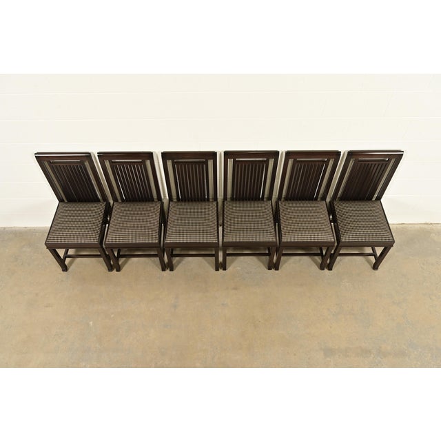 Late 20th Century Frank Lloyd Wright for Cassina Arts & Crafts Dark Cherry Wood Dining Chairs, Set of Six For Sale - Image 5 of 13